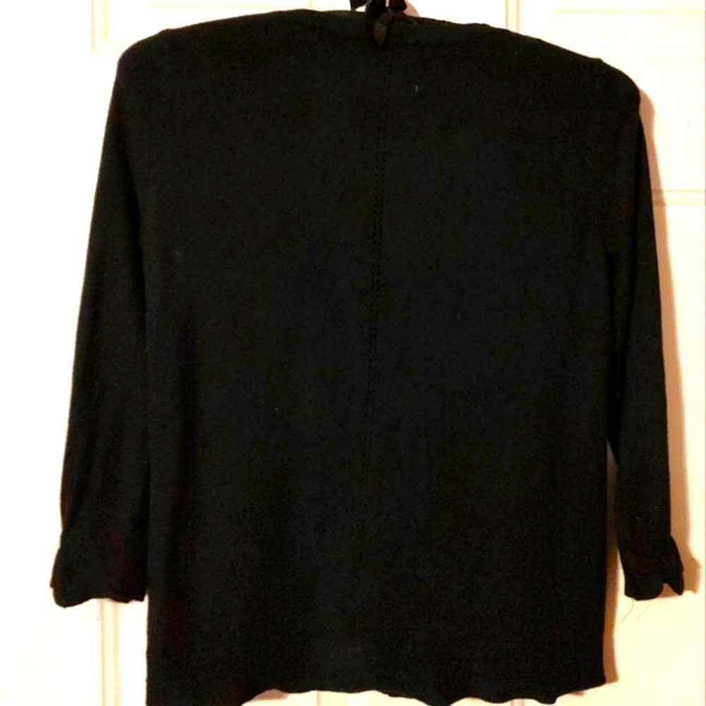 🐦‍⬛🖤🐦‍⬛ Awesome Rockabilly Black Cardigan with Sleeves Bows - S - Picture 3 of 10